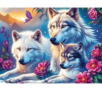 Wolf Family Puzzle 500 Pezzi Firenze Per Adulti Magical Cosmic Creatures Cartone Di Alta Qualità Per Collezione Artistica Da Passatempo Regalo Di Laurea Qualità Museale 500 PCS/52×38cm