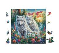 Wolf Family Snow Forest Puzzle 100 Pezzi Difficoltà Estrema Cartone Spesso Tema Monocromatico Per Appassionati Di Puzzle Antistrappo Non Sbiadisce Top Vendita 28x28cm