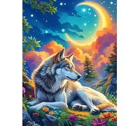 Wolf Family Under The Crescent Moon Puzzle 500 Pezzi Serate In Casa Con Amici Wildlife Plant Giochi Da Tavolo Per Gruppo Divertimento E Convivialità Regalo Per Amici E Parenti 500 PCS