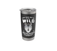 Wolf Find Your Way In The Wild Funny Wolves Lovers Bicchiere termico in acciaio inox doppia parete