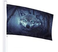 Wolf Flag 3x5 FT Wild Animal Wolves with Blue Eyes in Tree Snow Field Snowflake Outdoor Flags Large Welcome Yard Banners Home Garden Yard Lawn Decor