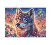 Wolf Flower Forest Wildlife Wild Nature Rural Beautiful Puzzle 500 Pezzi Relax E Meditazione Rompicapo Mindfulness Attività Per Il Benessere Riduzione Dell'ansia Regalo Per Tutti 500 PCS