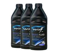 WOLF Fluido Freni DOT 3 & 4 Liquido Frenante ISO 4925 Classe 3 E 4, 3x1 Litro