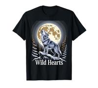 Wolf Forest Nature Wild Hearts Howling Wolf Full Moon Forest Maglietta