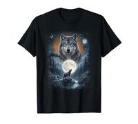 Wolf Full Moon Forest Landscape Celestial Night Forest Maglietta