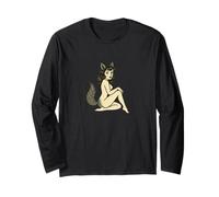 Wolf Girl Pinup Retro I Bite Fursona Fursona Fantasy Art Maglia a Manica
