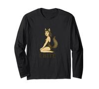 Wolf Girl Pinup Retro I Bite Fursona Fursona Fantasy Art Maglia a Manica