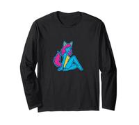 Wolf Girl Pinup Retro I Bite Fursona Fursona Fantasy Art Maglia a Manica