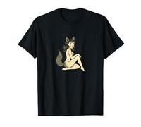 Wolf Girl Pinup Retro I Bite Fursona Fursona Fantasy Art Maglietta