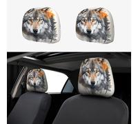 Wolf Head Forest Car Seat Headrest Protector Car Poggiatesta Coperture 2 Pezzi Elastico Universale Fit Most Veicoli Accessori Interni Auto per Donne Uomini