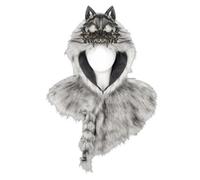 Wolf Headdress - Halloween Medieval Realistic Adjustable Soft Shawl
