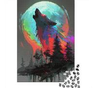Wolf Howling at Full Moon Art Print Jigsaw Puzzle Impossible 1000 Pezzi Decorazione Per La Casa. Rilassamento E Intelligence Per Adulti E Ragazzi Da 14 Anni 70x50cm/1000pcs