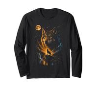 Wolf Howling at Moon Retro 90s Maglia a Manica