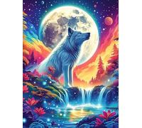 Wolf Howling at The Full Moon Over A Waterfall Rompicapo 500 Pezzi Leonardo Da Vinci Per Adulti Wildlife Plant Cartone Rigido Ultima Cena Per Collezione E Regalo Da Passatempo Migliore Vendita 500 PC