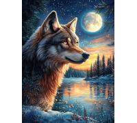 Wolf Howling at The Full Moon Rompicapo 300 Pezzi Per Adolescenti Scenery Science Fiction Cartone Di Alta Qualità Tema Gaming Per Tempo Libero Con Amici Nuovo Design Edizione Limitata 300 PCS
