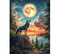 Wolf Howling at The Moon in A Magical Forest Puzzle 1000 Pezzi Sfida Creativa Adulti E Ragazzi Wildlife Pet Rompicapo Educativo Rilassamento Pressione Ridotta Idea Regalo Amici E Cugini 1000 PCS