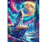 Wolf Howling at The Moon in A Magical Forest Puzzle 500 Pezzi Collezione Multicolore Paesaggi Wildlife Pet Classici Rompicapo Per Amanti Del Puzzle Adulti Regalo Festa Aziendale 500 PCS