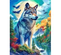 Wolf Howling at The Moon in A Magical Forest Rompicapo 500 Pezzi Botticelli Per Appassionati Scenery Science Fiction Cartone Rigido Nascita Di Venere Per Decorazione Murale Edizione Limitata Con Post