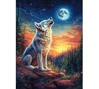Wolf Howling at The Moon in A Snowy Forest Puzzle 300 Pezzi Per Collezionisti Scenery Science Fiction Cartone Di Alta Qualità Edizione Limitata Numerata Per Appassionati Stampa Ad Alta Definizione Da