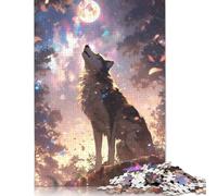 Wolf Howling at The Moon Jigsaw Puzzle Impossibili 1000 Pezzi Decorazione Per La Casa. Rilassamento E Intelligence Per Adulti E Ragazzi Da 14 Anni 1000pcs (75x50cm)