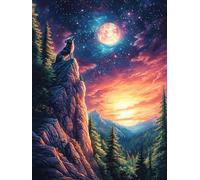 Wolf Howling at The Moon on A Rocky Peak Rompicapo 500 Pezzi Per Decorazione Ufficio Scenery Science Fiction Cartone Rigido Anti Riflesso Tema Arte Moderna Per Studio Con Poster Incluso Top Vendita 5