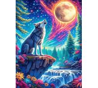 Wolf Howling at The Moon on A Waterfall Puzzle 500 Pezzi Rompicapo Per Tutte Le Occasioni Wildlife Pet Versatile E Divertente Rilassamento Garantito Regalo Per Compleanni E Feste 500 PCS
