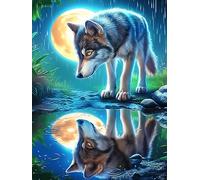 Wolf Howling at The Moon Over A Waterfall Rompicapo 1000 Pezzi Ecologici Cartone Riciclato Per Adulti Wildlife Plant Senza Polvere Per Decorazione Domestica Edizione Limitata Spedizione Gratuita 1000