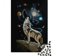 Wolf Howling at The Moon T-Shirt Puzzle Impossibili 1000 Pezzi Decorazione Per La Casa. Giochi Rilassamento E Intelligence Per Adulti E Bambini Da 12 Anni 52x38cm/1000pcs