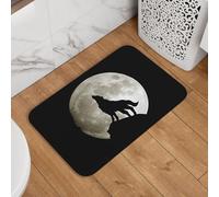 Wolf Howling At The Moon Tappeto Entrata Trappola Sporco Zerbino Ingresso Asciugatura Rapida Tappeti Da Bagno Per Cucina Esterno Interno 40X60Cm