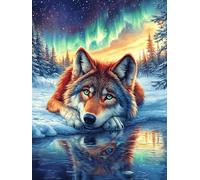 Wolf Howling at The Moon Under The Northern Lights Puzzle 1000 Pezzi Per Neonati E Bambini Wildlife Pet Cartone Atossico Resistente Difficoltà Bassissima Per Attività Educative A Casa Qualità Sicura C