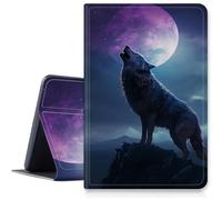 Wolf Howling Custodia per iPad Pro 13" M4 2024, antiurto in pelle PU pieghevole e regolabile con funzione sleep/wake automatica per iPad Pro M4 2024 da 13 pollici