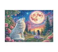 Wolf Howling Moon Mountain Forest Wildlife Puzzle 1000 Pezzi Sfida Rompicapo Difficile Rompicapo Per Esperti Stimolo Intellettuale Esercizio Mentale Regalo Per 1000 PCS