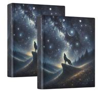 Wolf Howling Sky - Raccoglitore ad anelli rotondo con portablocco, 3 anelli a D