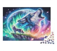 Wolf Howling Under The Moon Puzzle Giochi 1000 Pezzi Per Gioco Familiare Arte Animal Puzzle Adulti Idea Regalo Per 70x50cm/1000pcs