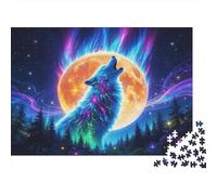 Wolf Howling Under The Moon Puzzle Giochi 1000 Pezzi Regalo Per Amore E Amico Arte Interesting Puzzle Adulti Foto 38x26cm/1000pcs