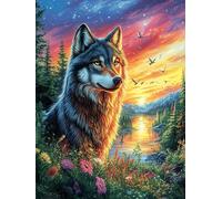 Wolf in A Flower Field at Dusk Rompicapo 1000 Pezzi Per Appassionati Science Fiction Magical Dream Cartone Riciclato Ecologico Incastro Preciso Per Weekend E Vacanze Edizione Limitata Migliore Vendita