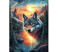 Wolf in A Forest at Sunset Puzzle 500 Pezzi Raffaello Per Collezionisti Wildlife Pet Cartone Di Alta Qualità Opere Rinascimentali Per Decorazione Ufficio Da Passatempo Qualità Premium 500 PCS