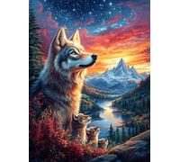 Wolf in A Magical Forest at Sunset Puzzle 300 Pezzi Serate In Casa Con Amici Wildlife Pet Giochi Da Tavolo Per Gruppo Divertimento E Convivialità Regalo Per Amici E Parenti 300 PCS