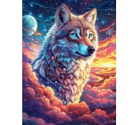 Wolf in A Magical Forest at Sunset Rompicapo 1000 Pezzi Per Professionisti Wildlife Pet Cartone Rigido Incastro Preciso Per Esercizio Mentale Da Passatempo Qualità Museale Edizione Esclusiva 1000 PCS