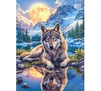Wolf in A Magical Forest at Sunset Rompicapo 300 Pezzi Per Creatività Bambini Wildlife Pet Cartone Spesso Tema Fantasy Per Passatempo Creativo Attività Educativa Con Poster Incluso 300 PCS