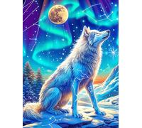 Wolf in A Magical Forest Under The Moon Puzzle 500 Pezzi Per Neonati E Bambini Wildlife Pet Cartone Atossico Resistente Difficoltà Bassissima Per Attività Educative A Casa Qualità Sicura Certificata