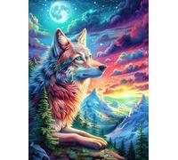 Wolf in A Magical Forest Under The Northern Lights Rompicapo 1000 Pezzi Per Adulti Single Scenery Science Fiction Cartone Spesso Atossico Antistress Per Tempo Libero Individuale Con Busta Per Pezzi in