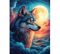Wolf in A Moonlit Forest Puzzle 300 Pezzi Per Adulti Antistress Wildlife Pet Cartone Opaco Non Sbiadisce Per Rilassamento Serale Kit Completo Con Poster E Colla Qualità Garantita 300 PCS