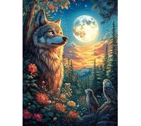 Wolf in A Moonlit Forest Puzzle 300 Pezzi Per Tutta La Famiglia Scenery Science Fiction Cartone Rigido Atossico Per Bambini E Adulti Attività Educativa Per Riunioni Familiari Con Poster Incluso 300 P