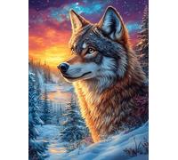 Wolf in A Snowy Forest at Sunset Rompicapo 1000 Pezzi Per Creatività Bambini Wildlife Pet Cartone Spesso Tema Fantasy Per Passatempo Creativo Attività Educativa Con Poster Incluso 1000 PCS