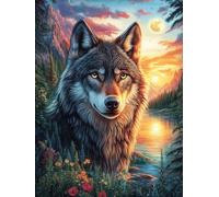 Wolf in A Sunset Forest Puzzle 500 Pezzi Difficoltà Estrema Cartone Spesso Tema Monocromatico Wildlife Pet Per Appassionati Di Puzzle Antistrappo Non Sbiadisce Top Vendita 500 PCS