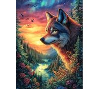 Wolf in Autumn Forest Sunset Puzzle 300 Pezzi Sfida Impossibile Esperti Rompicapo Estremamente Difficile Per Veri Appassionati Stimolo Intellettuale Regalo 300 PCS