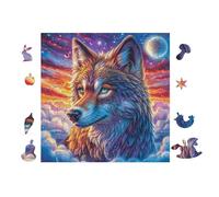 Wolf in Moonlight Forest Puzzle 100 Pezzi Van Gogh Per Amanti Dell'arte Cartone Rigido Anti Riflesso Notte Stellata Per Decorazione Soggiorno Qualità Museale Top Vendita 28x28cm