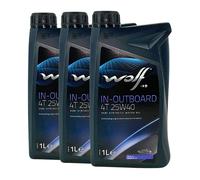 WOLF In-Outboard 4T 25W-40 Olio Marino API SJ, API SL, NMMA FC-W, 3x1 Litro