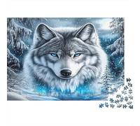 Wolf in Snow Adult Jigsaw Puzzle: Close-up of Wolf with Blue Eyes Educational Game Decompression for Adults Teens & Home Decor 70x50cm/1000pcs